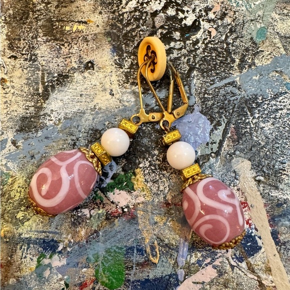 Pink and Gold earrings - Picture 1 of 1